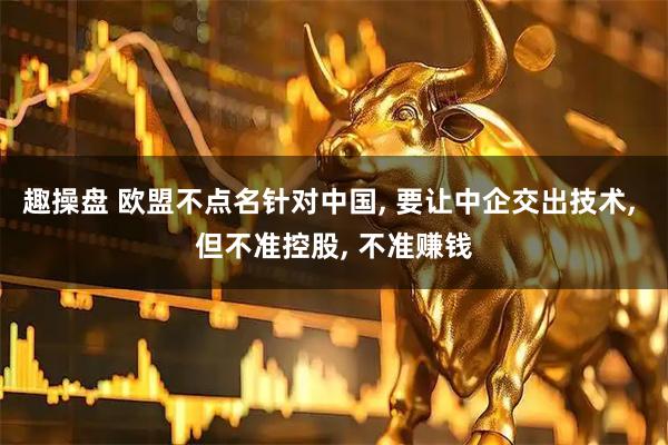 趣操盘 欧盟不点名针对中国, 要让中企交出技术, 但不准控股, 不准赚钱