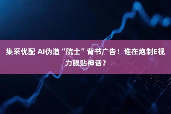 集采优配 AI伪造“院士”背书广告！谁在炮制E视力眼贴神话？