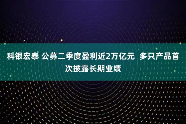 科银宏泰 公募二季度盈利近2万亿元  多只产品首次披露长期业绩