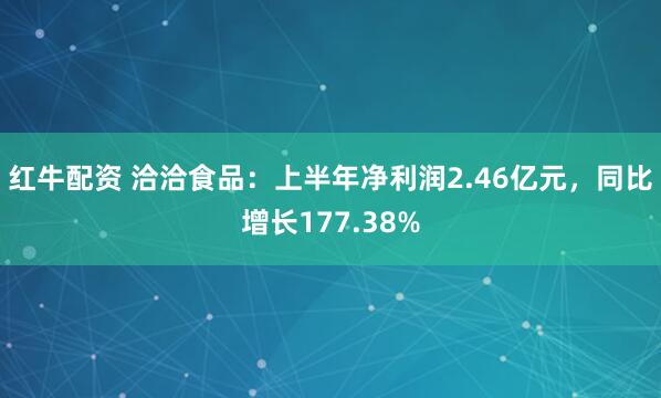 红牛配资 洽洽食品：上半年净利润2.46亿元，同比增长177.38%